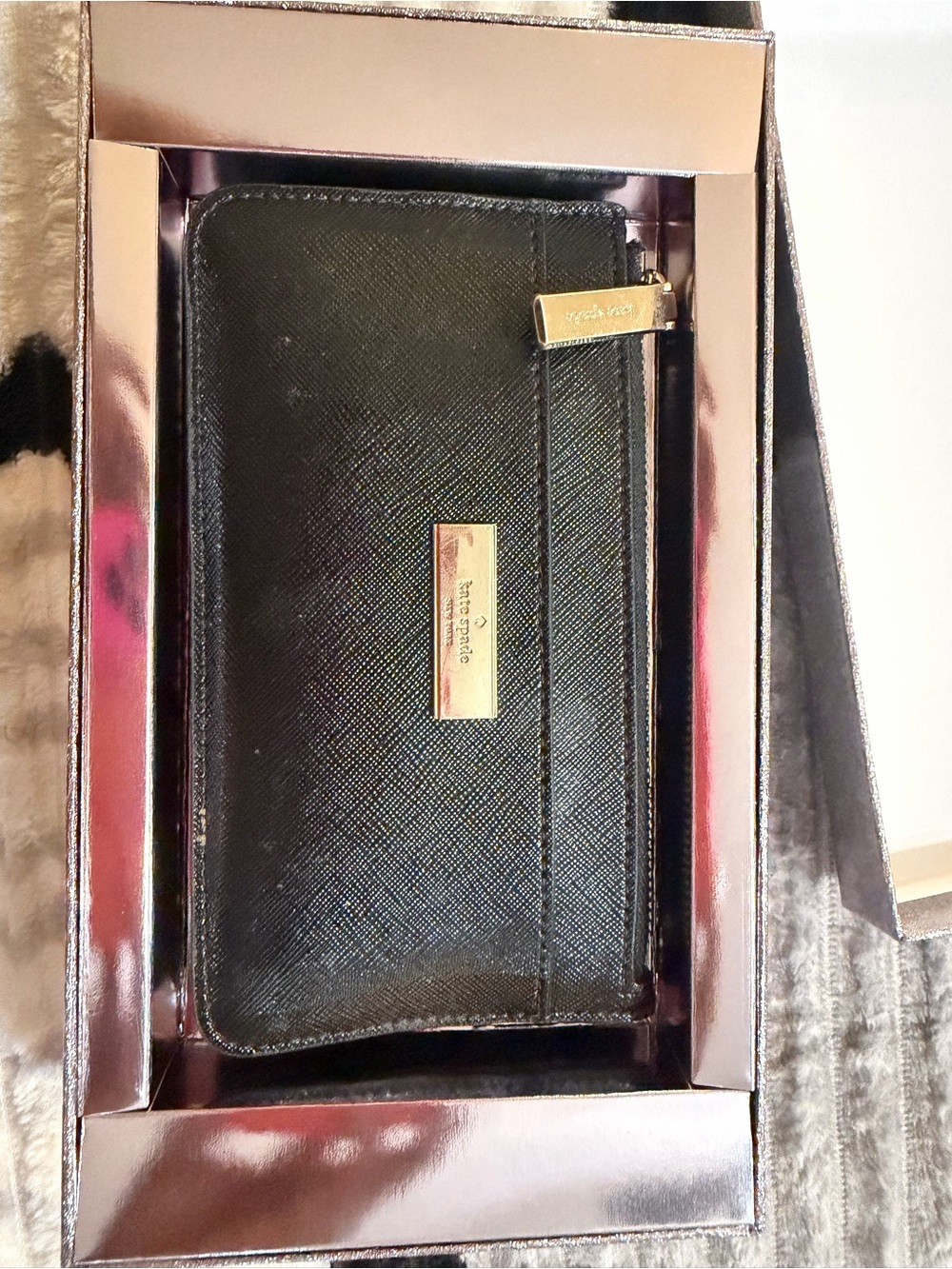 Kate Spade Black Saffiano Zip Wallet
